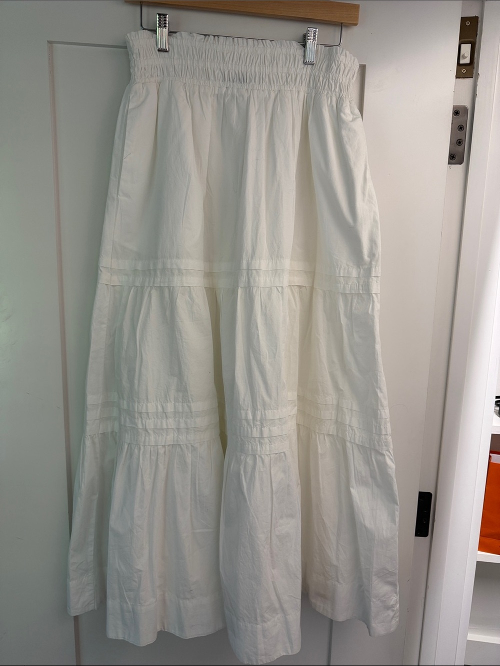 NWOT Quince organic cotton White Tiered Maxi Skirt - Picture 2 of 3